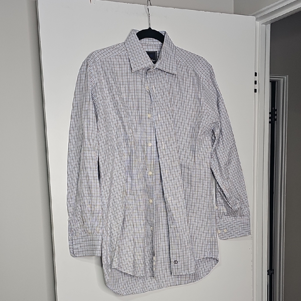 David Donahue Blue and White Checkered Shirt